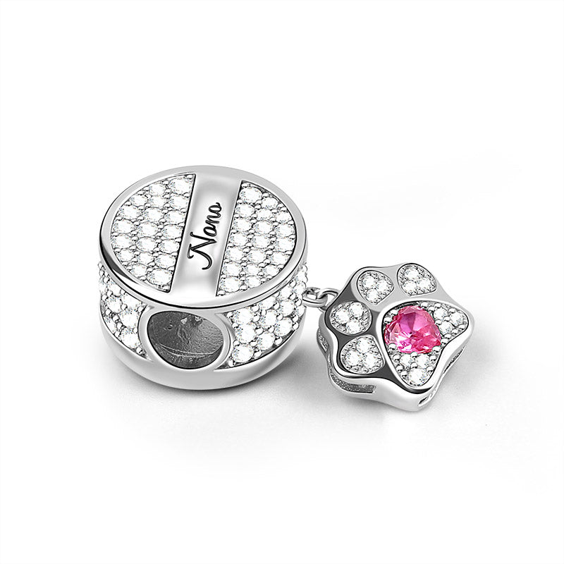 Gnoce Cat Dog Engravable Pet Paw Pendant Platinum-plated Silver Blend_2