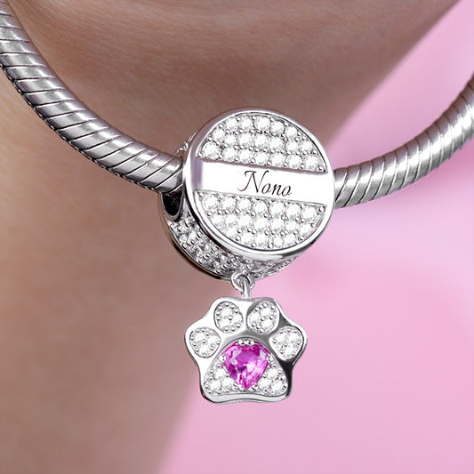 Gnoce Cat Dog Engravable Pet Paw Pendant Platinum-plated Silver Blend_3