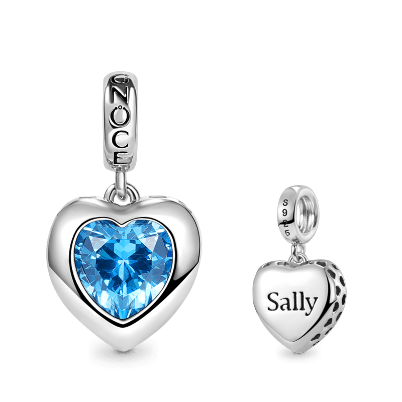 Engravable Birthstone Heart Pendant Dangle Charm 925 Sterling Silver_1