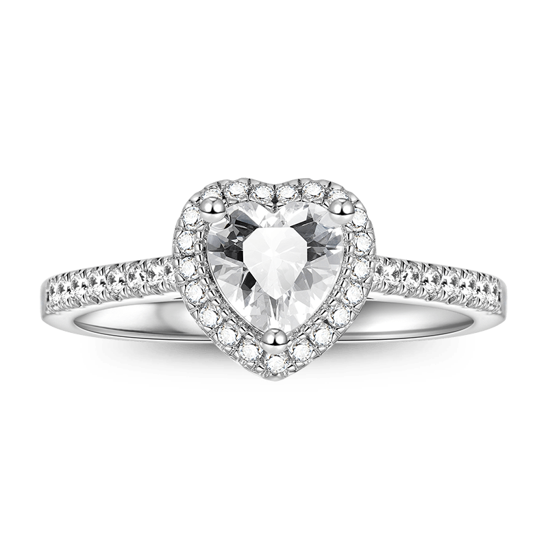 Sparkling Heart Ring 925 Sterling Silver Inlaid with Clear Gemstones_1
