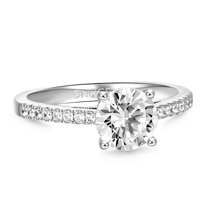 Gnoce Sparkling Round Solitaire Ring Platinum-plated Silver Blend_2