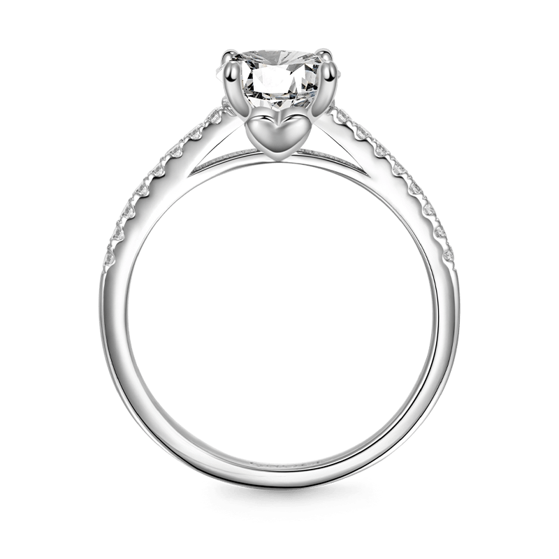 Gnoce Sparkling Round Solitaire Ring Platinum-plated Silver Blend_4