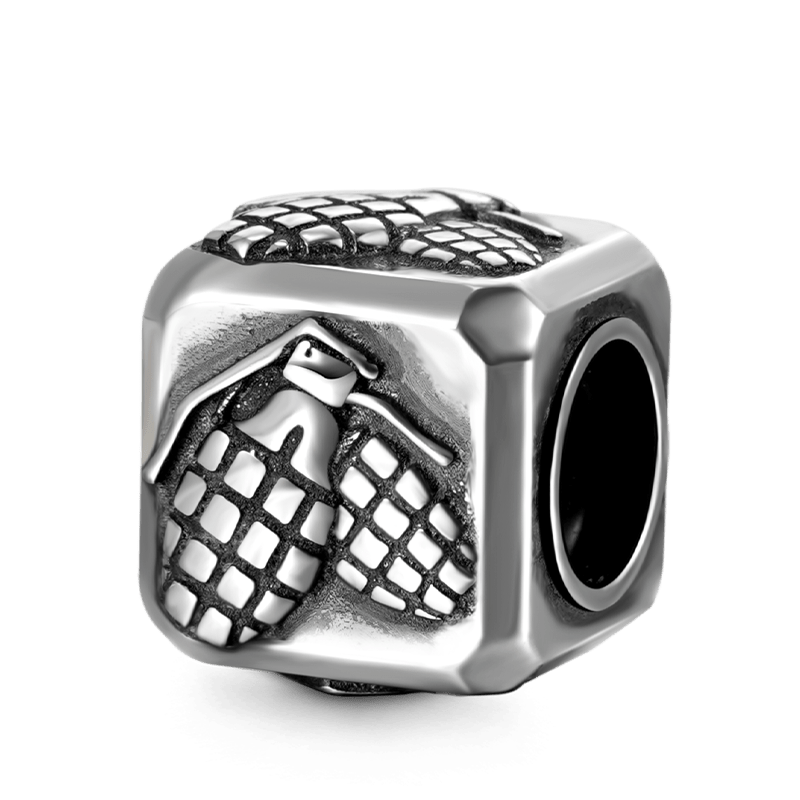 Grenade Vintage Bead S925 Sterling Silver with Gift Copper Black Leather Men's Bracelet Jewelry for Men_2