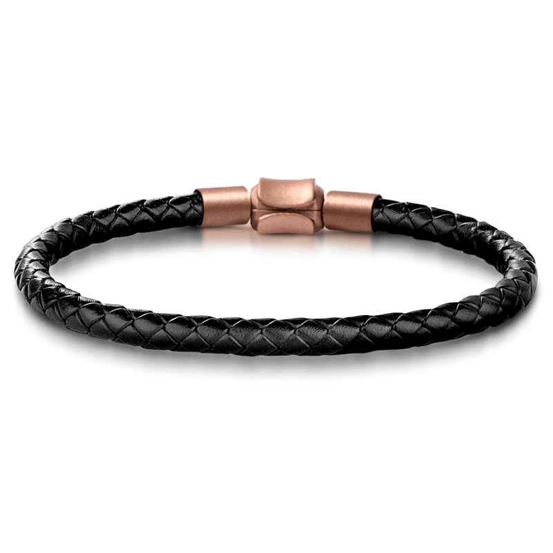 Grenade Vintage Bead S925 Sterling Silver with Gift Copper Black Leather Men's Bracelet Jewelry for Men_3