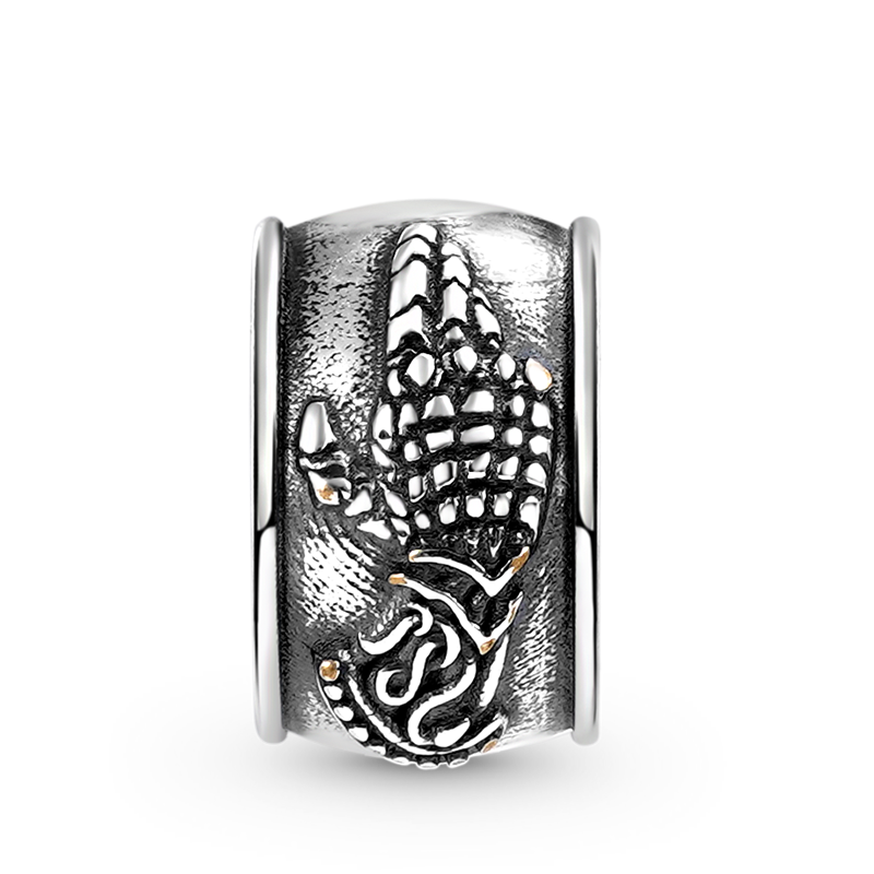 Gnoce Skeleton Knight Armor Vintage Charm Platinum-plated Silver Blend_3