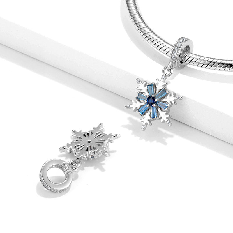 Blue Crystal Snow Pendant Dangle Charm 925 Sterling Silver_2