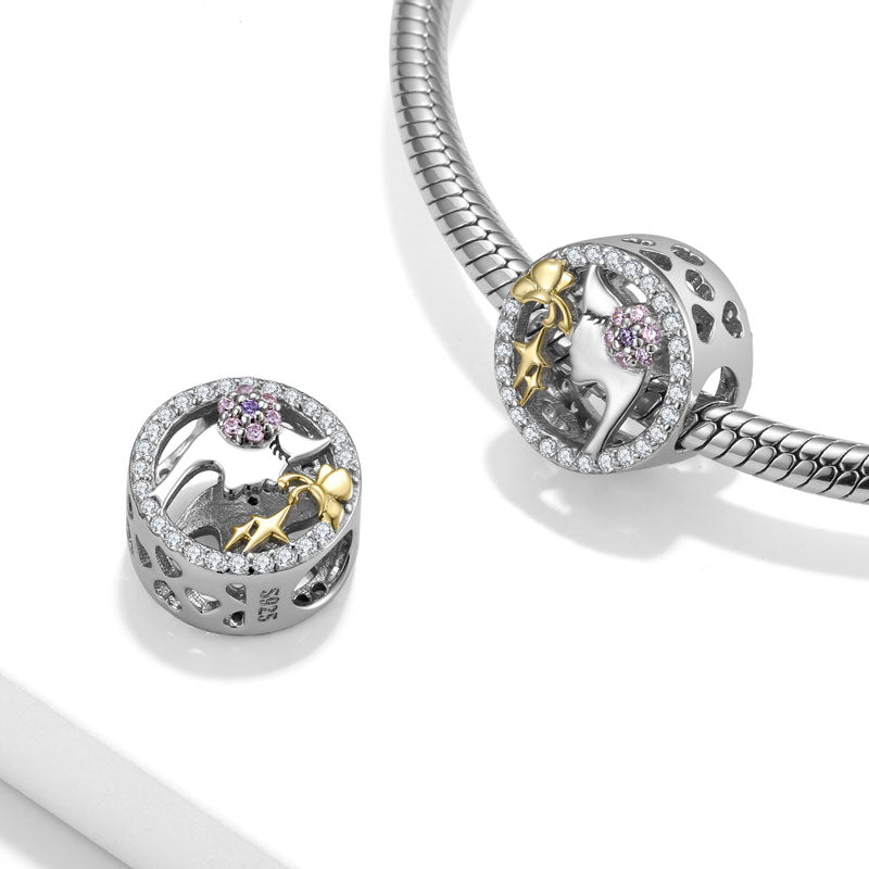 Elegant Girl Charm Bead 925 Sterling Silver Inlaid with Gemstones_2