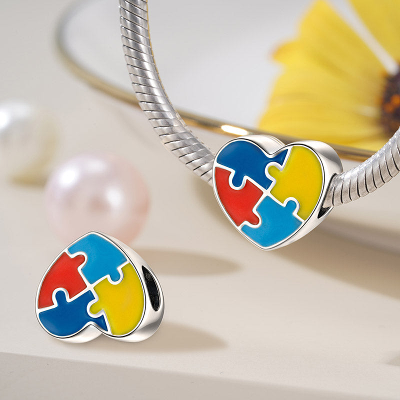 Autism Charm Bead 925 Sterling Silver with Colorful Enamels_2