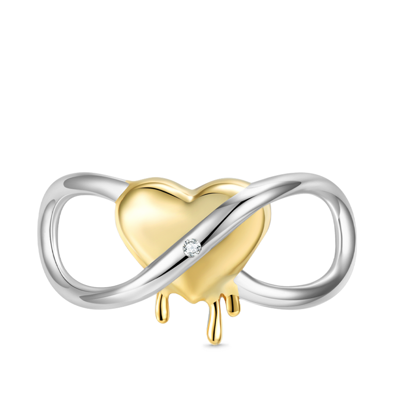 Infinite love Charm with 18K Gold Plated Heart Bead 925 Sterling Silver_1