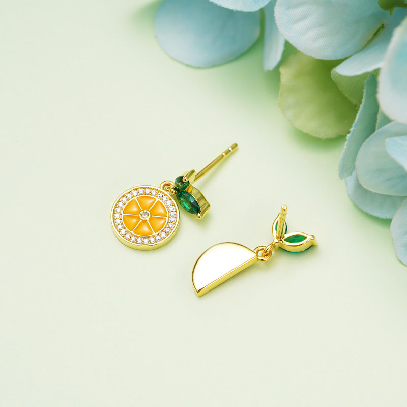 Gnoce Fresh Lemon Dangle Earrings Platinum-plated Silver Blend_2