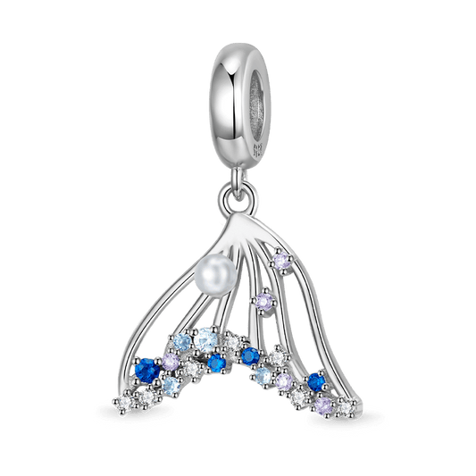 Mermaid Tail Pendant Dangle Charm 925 Sterling Silver Inlaid with CZ Stones_1