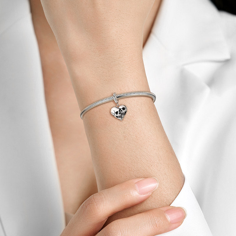 Skull Heart Pendant Dangle Charm 925 Sterling Silver_2