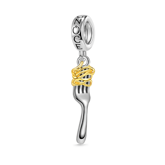 Gnoce Fork & Pasta Charm Platinum-plated Silver Blend_1