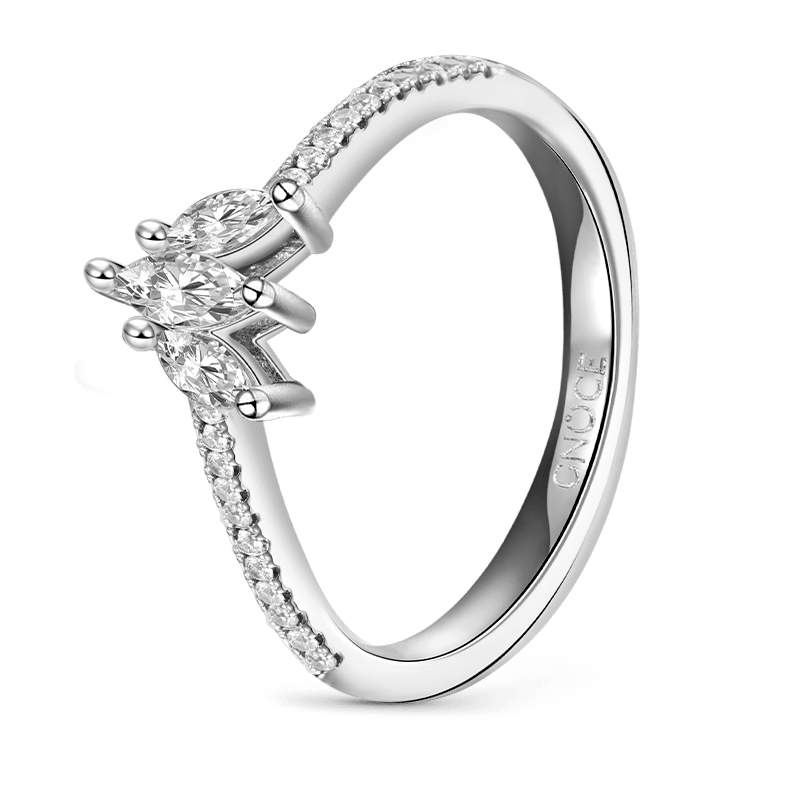 Gnoce Brown Square Sparkle Wishbone Ring Set Platinum-plated Silver Blend_5