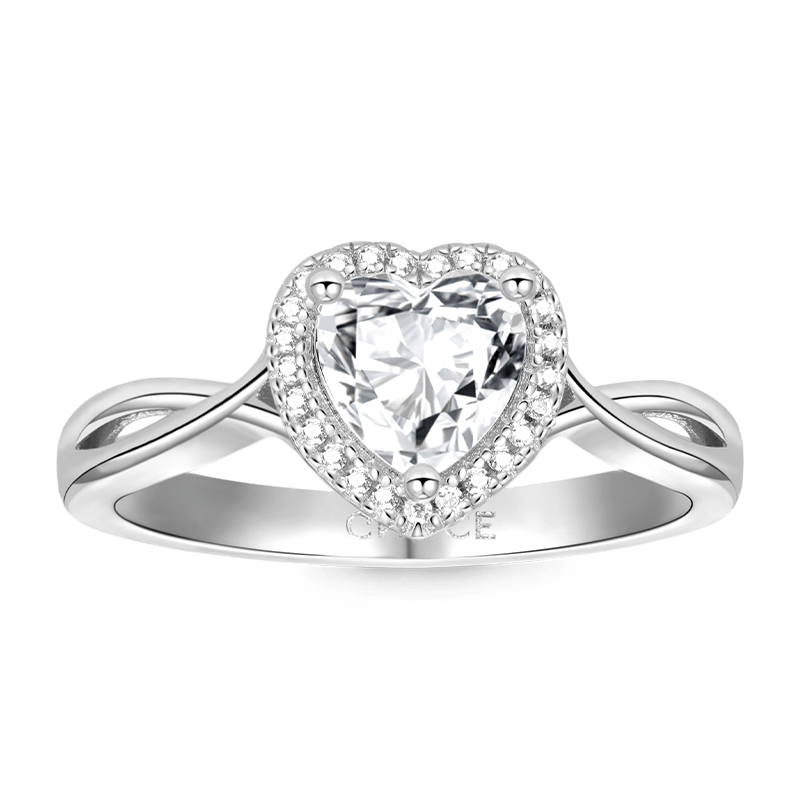 Gnoce Sparkling Twisted Heart Promise Ring Platinum-plated Silver Blend_1