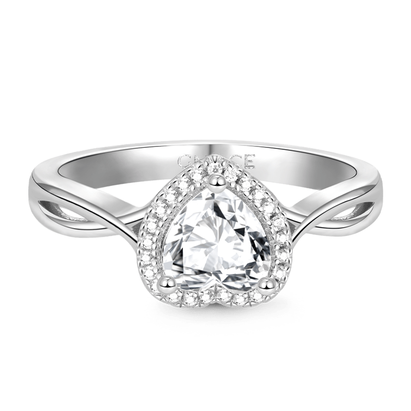 Gnoce Sparkling Twisted Heart Promise Ring Platinum-plated Silver Blend_2