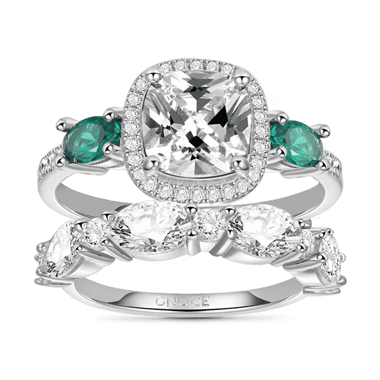 Gnoce Vintage & Eternity Band Ring Set Platinum-plated Silver Blend_1