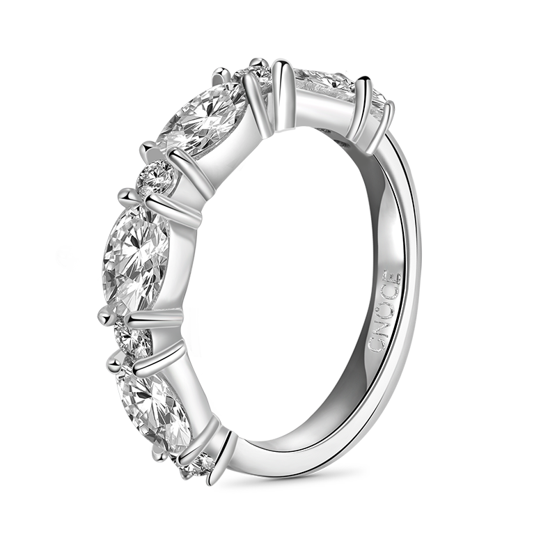Gnoce Vintage & Eternity Band Ring Set Platinum-plated Silver Blend_4