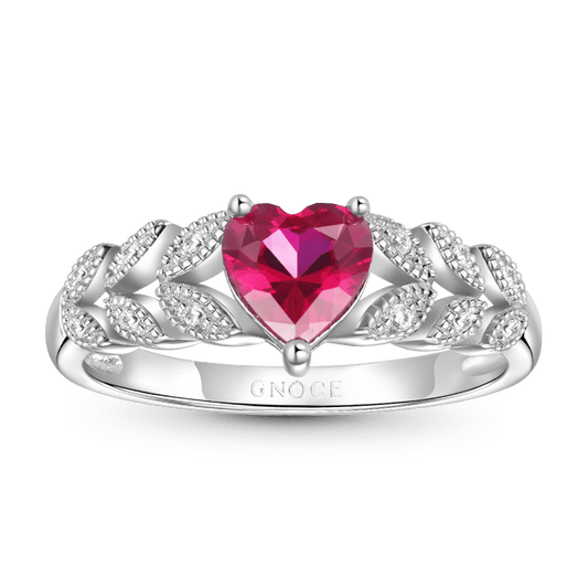 Gnoce Heart Cut Garnet Engagement Ring Platinum-plated Silver Blend_1