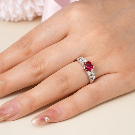 Gnoce Heart Cut Garnet Engagement Ring Platinum-plated Silver Blend_5