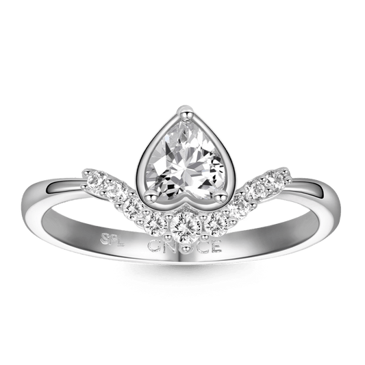 Gnoce Vintage Heart Cut V Shape Ring Platinum-plated Silver Blend_1