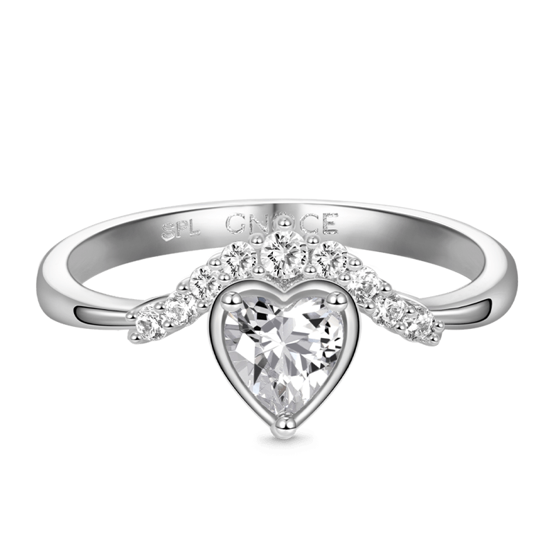 Gnoce Vintage Heart Cut V Shape Ring Platinum-plated Silver Blend_2