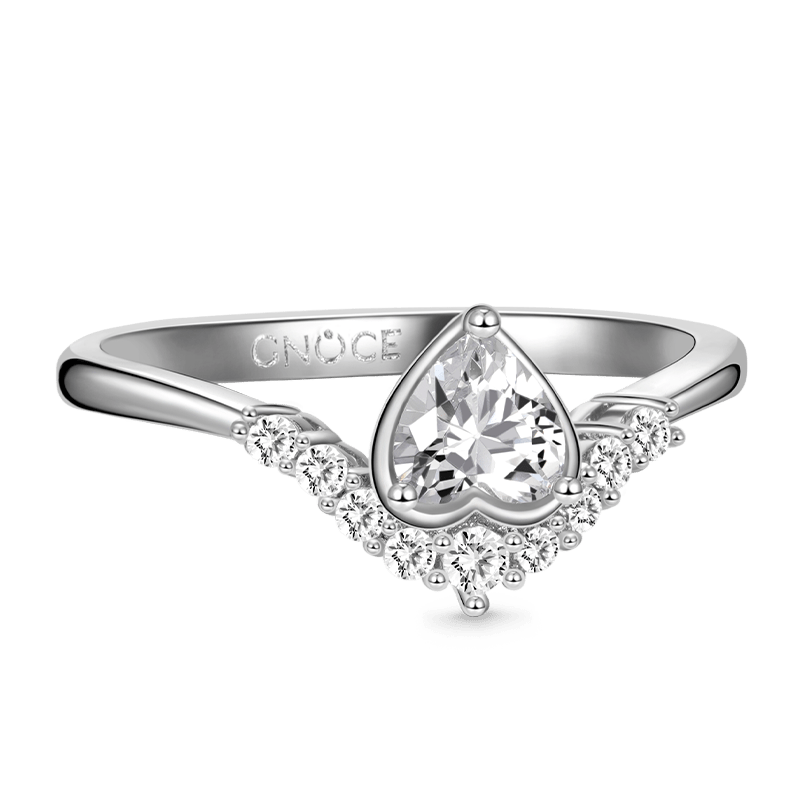 Gnoce Vintage Heart Cut V Shape Ring Platinum-plated Silver Blend_3