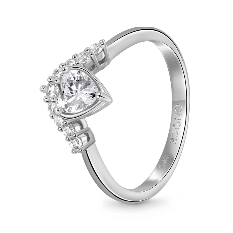 Gnoce Vintage Heart Cut V Shape Ring Platinum-plated Silver Blend_4