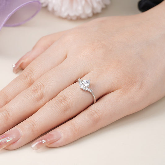 Gnoce Vintage Heart Cut V Shape Ring Platinum-plated Silver Blend_5