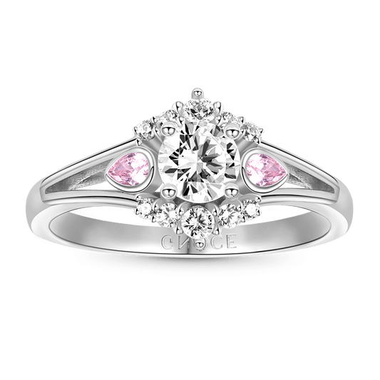 Gnoce Elegant Round Cut Promise Ring Platinum-plated Silver Blend_1