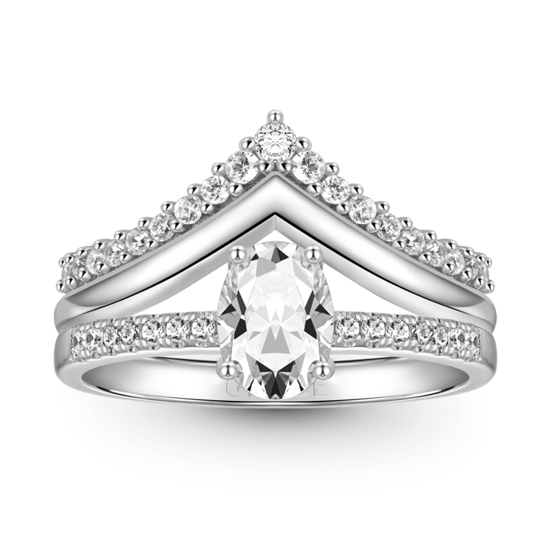 Gnoce Classic Wishbone Stackable Ring Set Platinum-plated Silver Blend_1