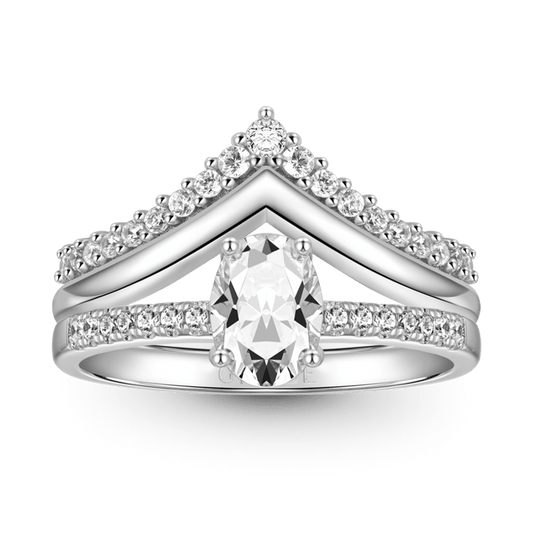 Gnoce Classic Wishbone Stackable Ring Set Platinum-plated Silver Blend_1
