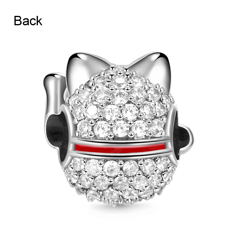 Gnoce "Wish You Luck" Lucky Cat Charm 925 Sterling Silver Fit All Major Brands of Bracelet_3