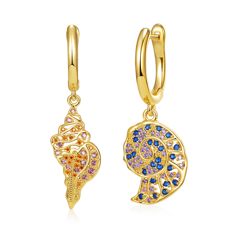 Gnoce Sparkling Sea Snail Dangle Earrings_1