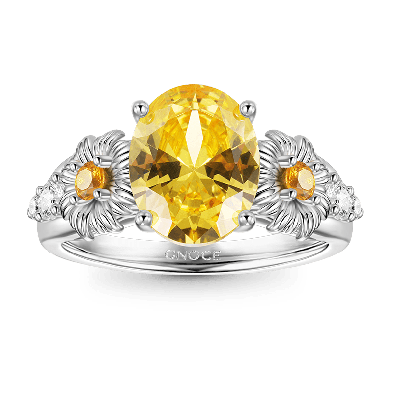 Gnoce Flower Oval Cut Promise Ring Platinum-plated Silver Blend_1