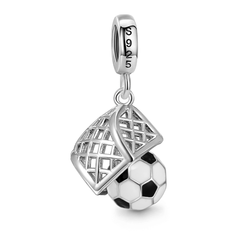 Gnoce Football Competition Shot Charm Platinum-plated Silver Blend_2