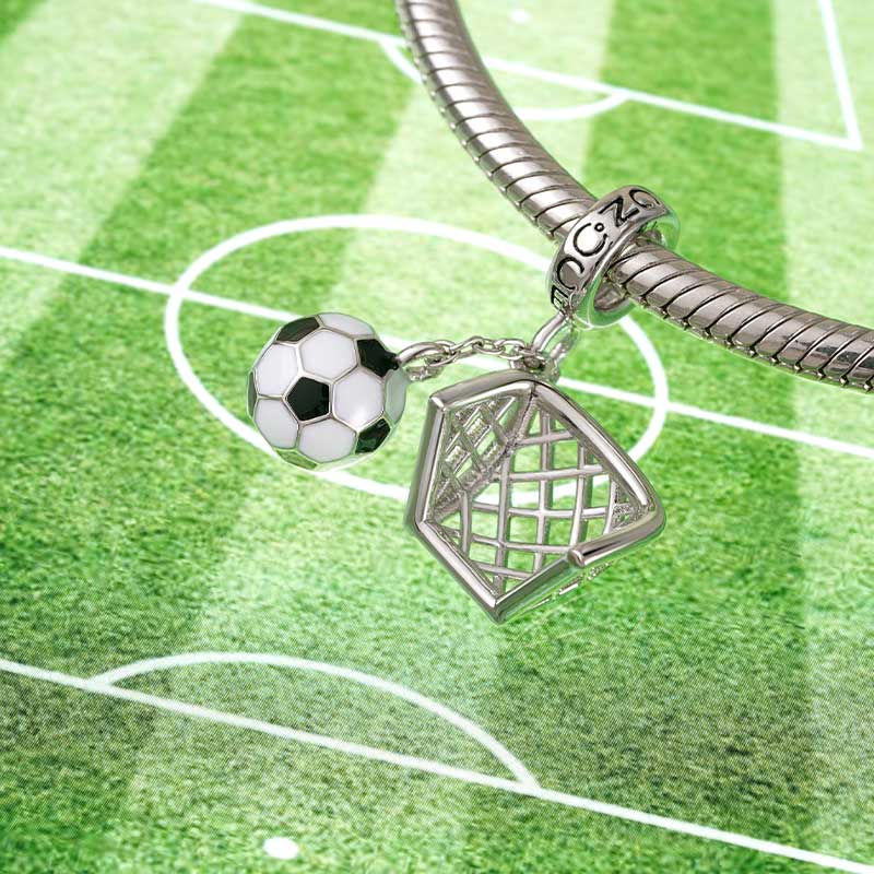 Gnoce Football Competition Shot Charm Platinum-plated Silver Blend_3