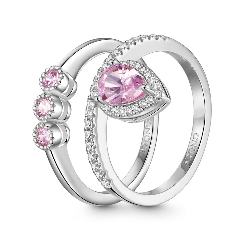 Gnoce Double Pink Pear Cut Stackable Ring Set_3