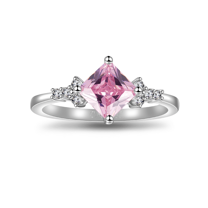 Gnoce Sparkling Triple Pink Stackable Ring Set Platinum-plated Silver Blend_5