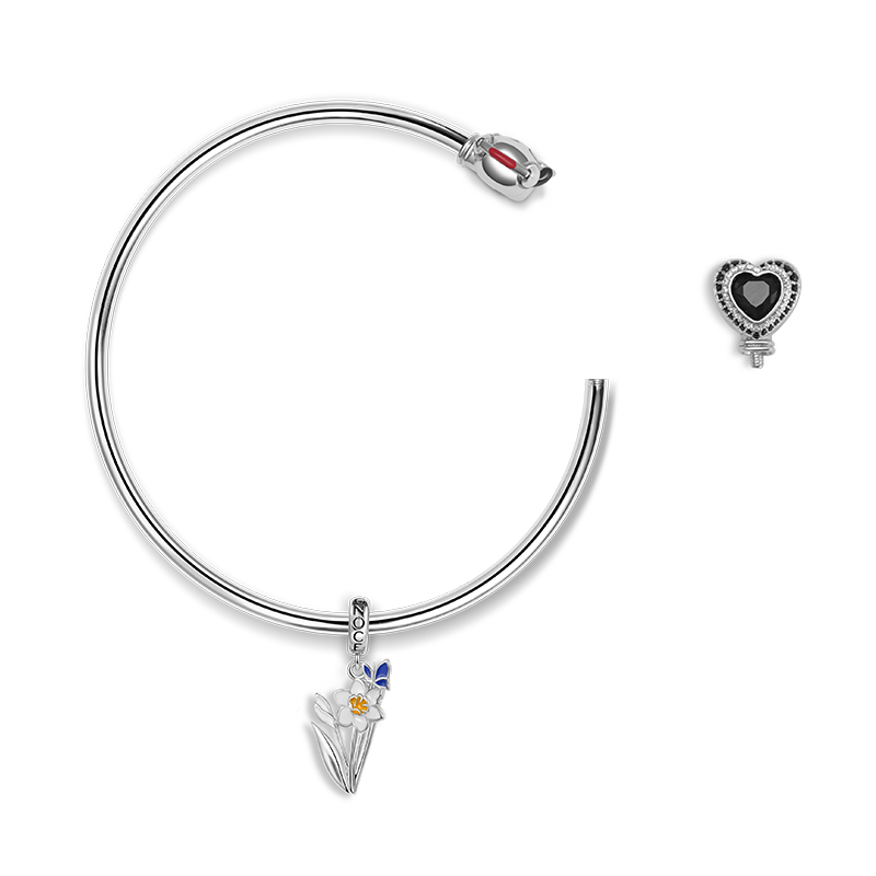 Gnoce Cute Panda & Love Heart Open Removable Bangle Bracelet_2