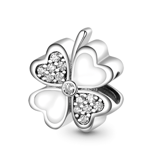 Gnoce Lucky Four-leaf Clover Engravable Charm Platinum-plated Silver Blend_1