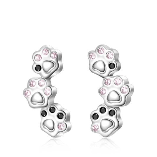 Gnoce Pet Paw Stud Earrings Platinum-plated Silver Blend_1