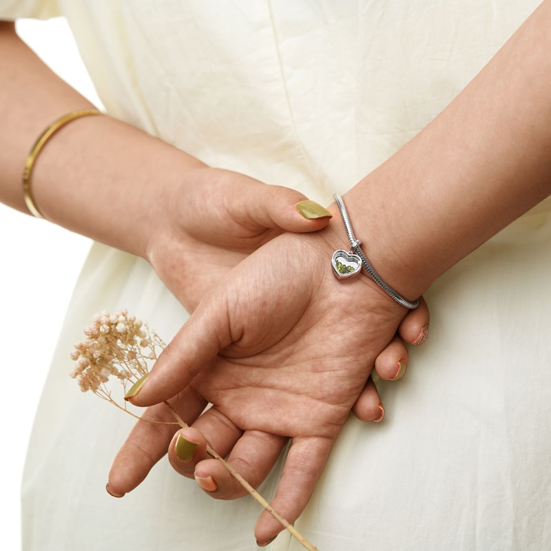 Gnoce Aug.Birthstone Heart Personalized Photo Pendant Dangle Charm_3