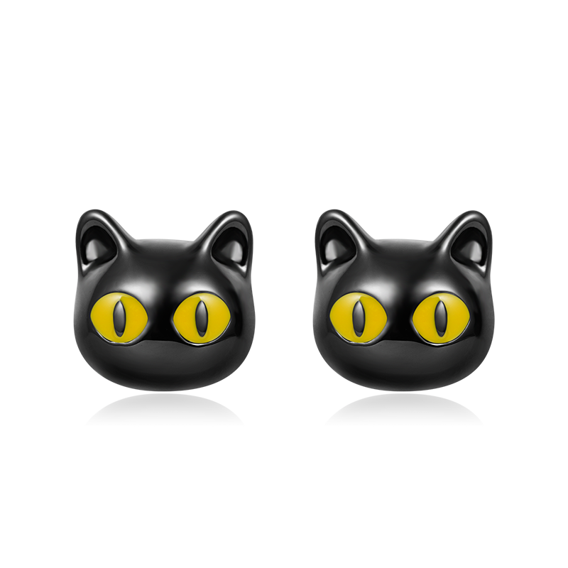 Gnoce Black Cat Stud Earrings_1