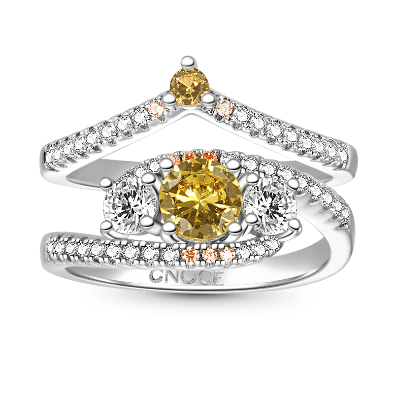 Gnoce Sparkle Wishbone Stackable Ring Set Platinum-plated Silver Blend_1