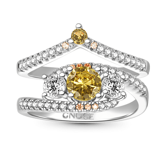 Gnoce Sparkle Wishbone Stackable Ring Set Platinum-plated Silver Blend_1