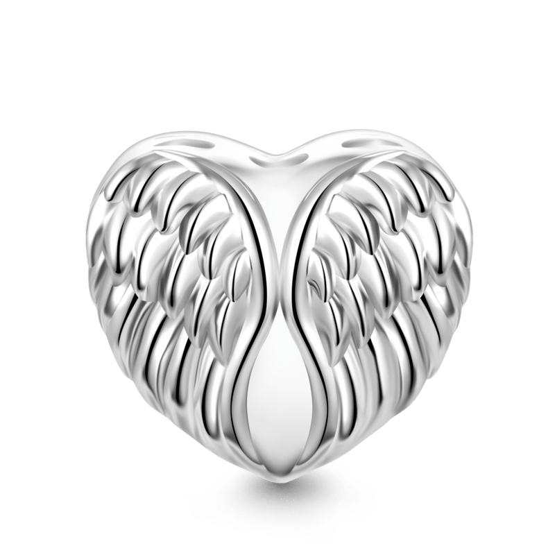 Gnoce "Guardian Angel" Wings Heart Personalized Charm Platinum-plated Silver Blend_2
