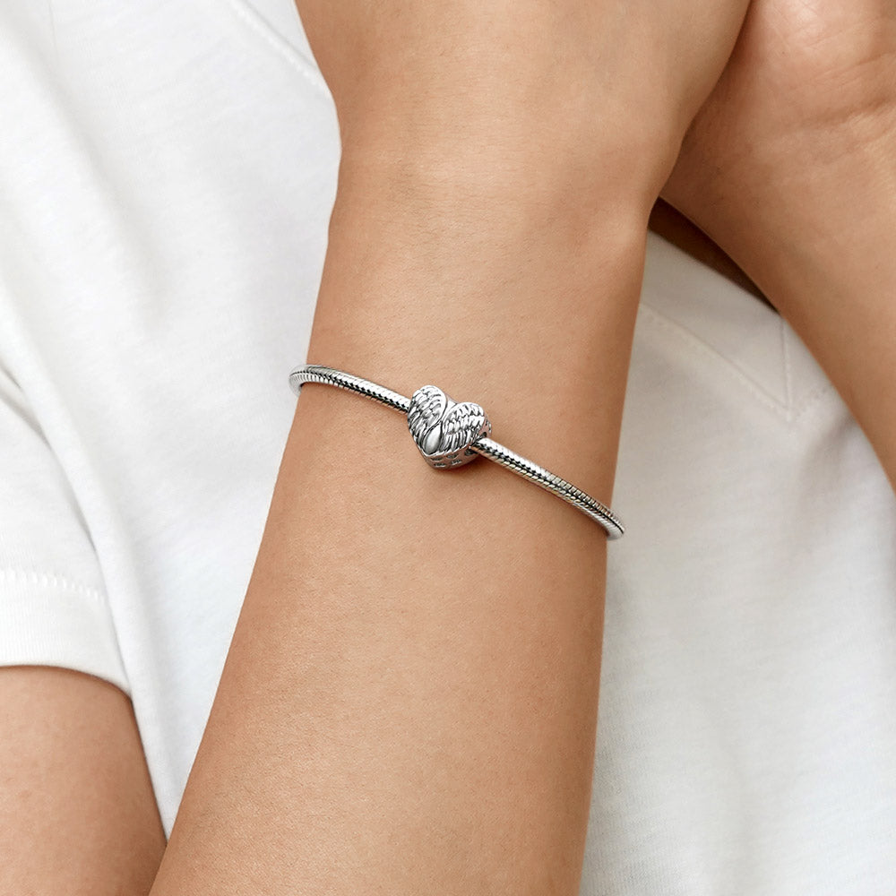 Gnoce "Guardian Angel" Wings Heart Personalized Charm Platinum-plated Silver Blend_5