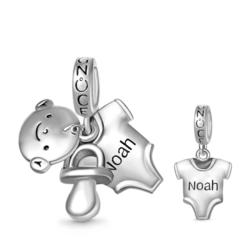Gnoce Baby Pacifier & T Shirt Charm Platinum-plated Silver Blend_1
