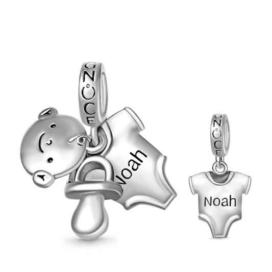 Gnoce Baby Pacifier & T Shirt Charm Platinum-plated Silver Blend_1